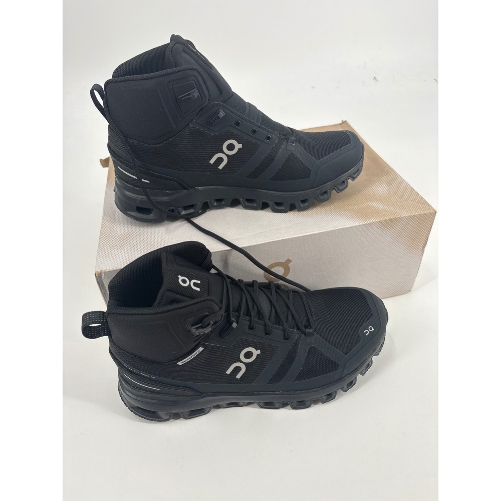 On Cloudrock Waterproof Womens Hiking Boots All Black US 9 EUR 40.5 Speed Hiking